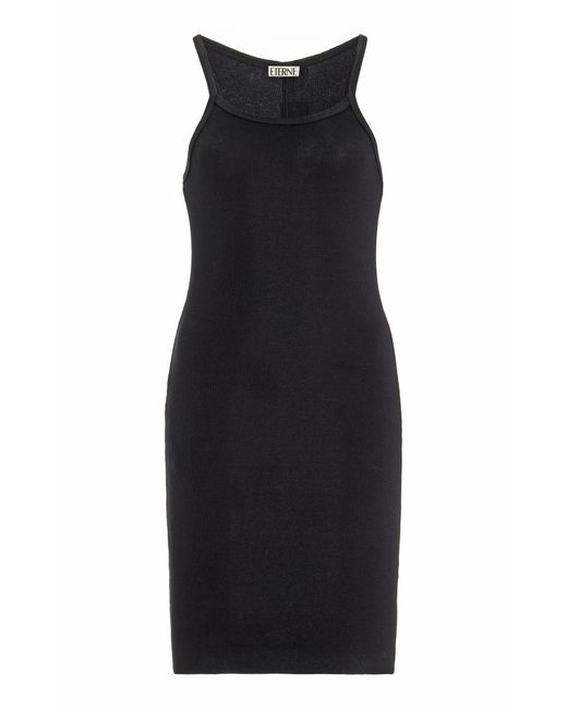 ÉTERNE Black Stretch Cotton-modal Jersey Mini Dress