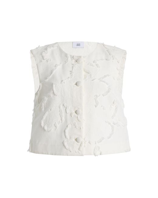 Adam Lippes White Remo Cotton Fil Coupe Top