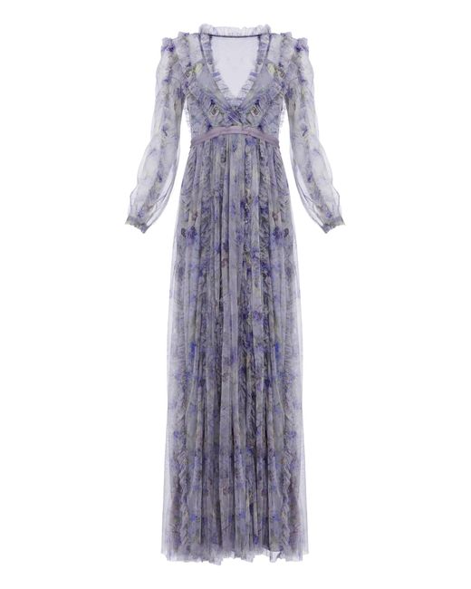 Needle & Thread Purple Lilacs Ruffled Maxi Dress