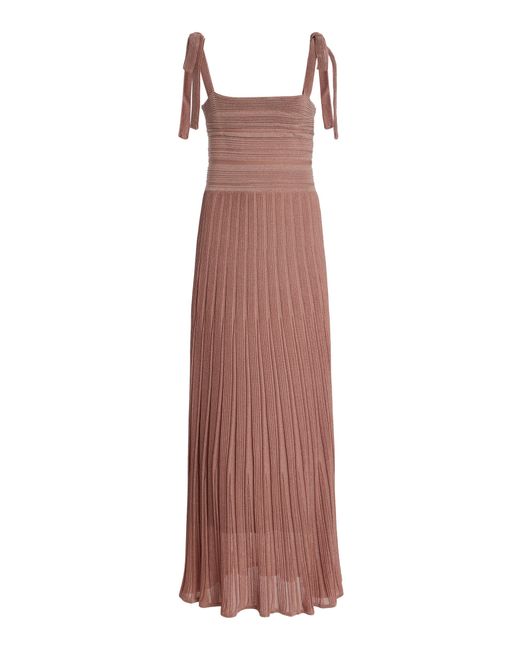 Zimmermann Lucky Metallic-Knit Maxi Dress in Brown | Lyst
