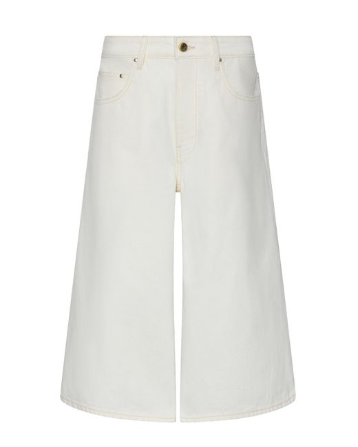 OSSOU White Lorin Wide-Leg Denim Bermuda Shorts