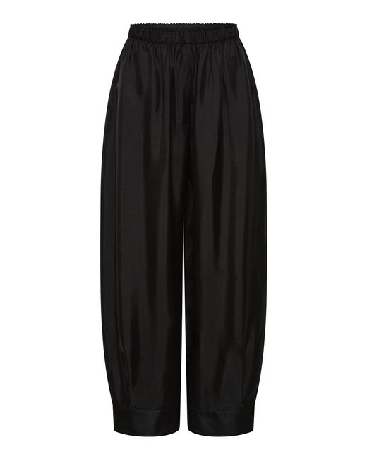 St. Agni Black Twill Cuffed Silk Balloon Leg Pants