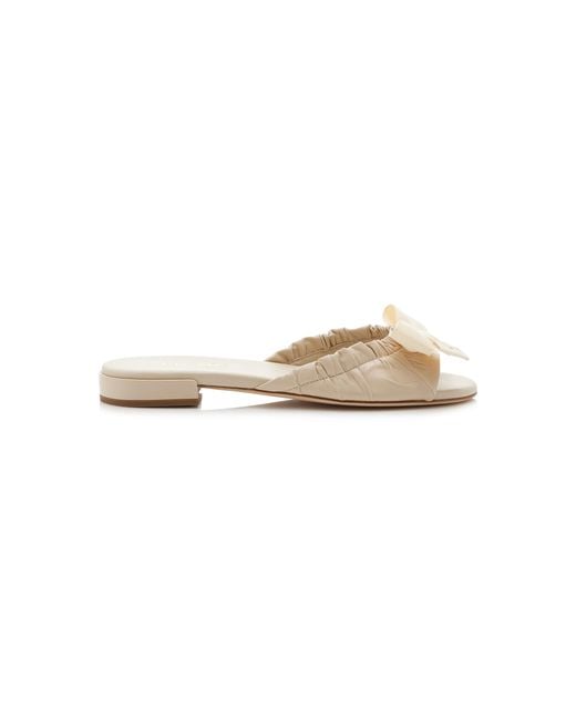 Prada White Grosgrain-Trimmed Leather Sandals