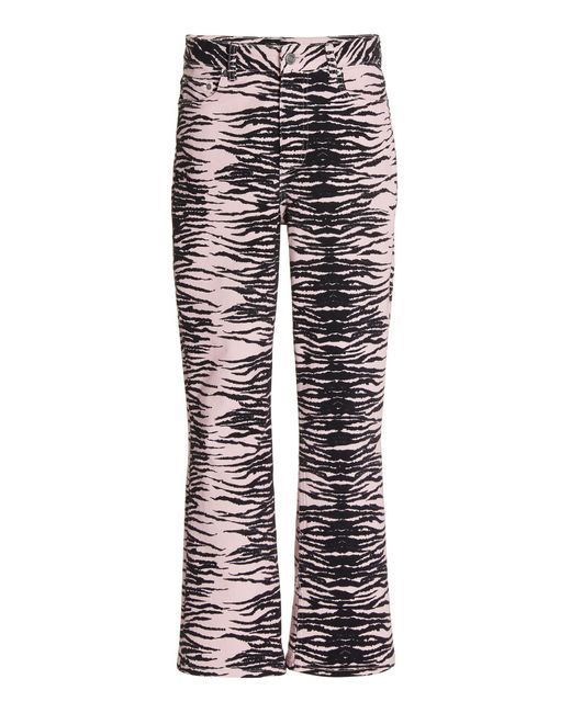 Ganni Denim Tiger-print Stretch High-rise Cropped Bootcut Jeans | Lyst UK