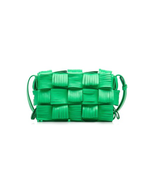 Bottega Veneta Green The Cassette Fringed Leather Bag