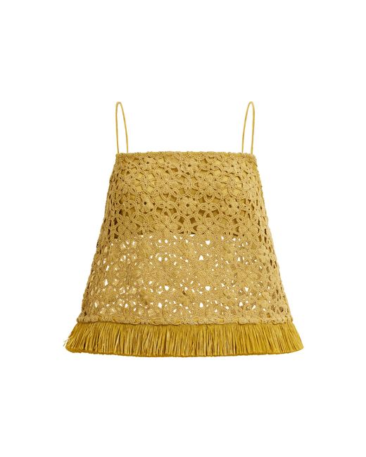 Aje. Yellow Alora Cotton Lace Top