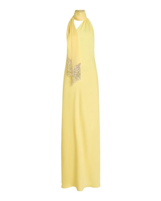 ILA THE BRAND Metallic Exclusive Brice Scarf-Neck Satin Maxi Dress