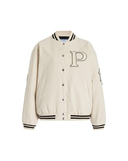 Prada Natural Oversized Mohair-wool Varsity Jacket