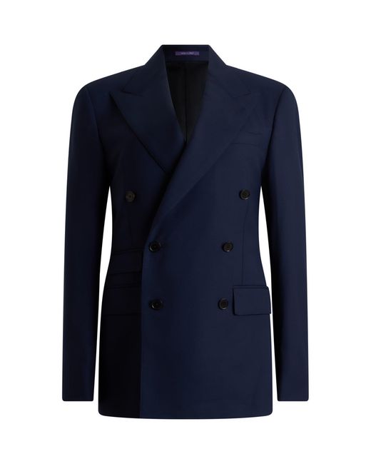 Ralph Lauren Blue Eric Double-Breasted Wool Blazer
