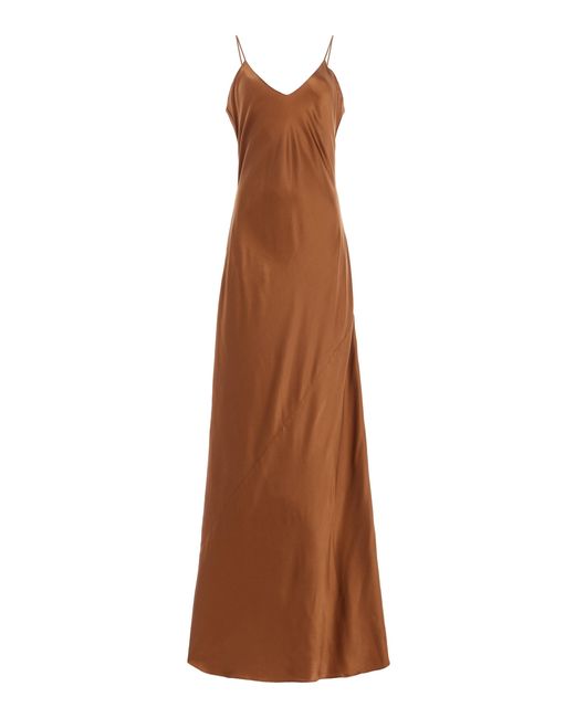 Nili Lotan Brown Cami Silk Charmeuse Maxi Slip Dress