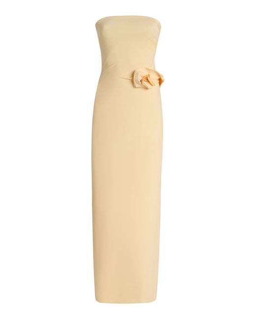 Maygel Coronel Natural Caracola Rosette Jersey Maxi Dress