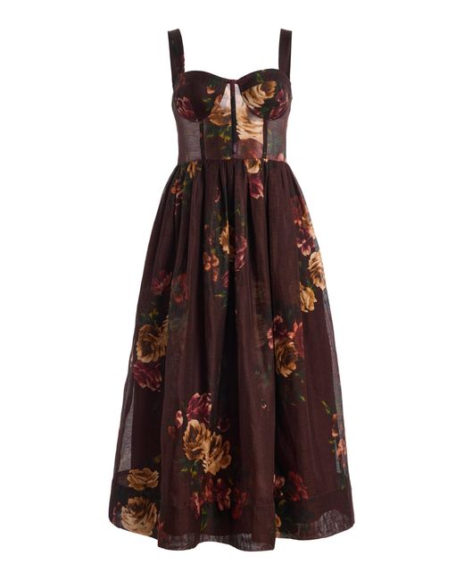 Cara Cara Purple Phoebe Linen-Silk Midi Dress