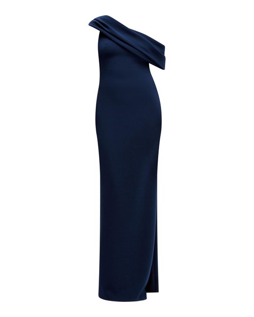 Amsale Blue Draped Off-The-Shoulder Gown