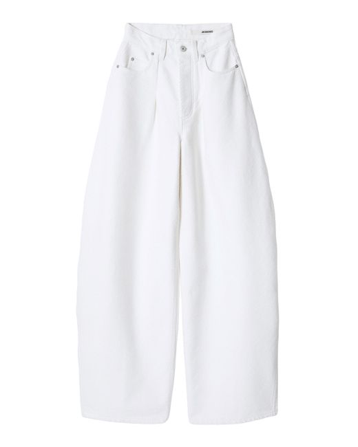 Jacquemus White The Ovalo Mid-Rise Denim Barrel-Leg Jeans