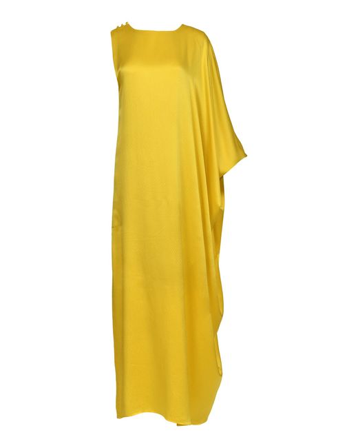 Francesca Miranda Yellow Solara Asymmetrical Silk Maxi Dress