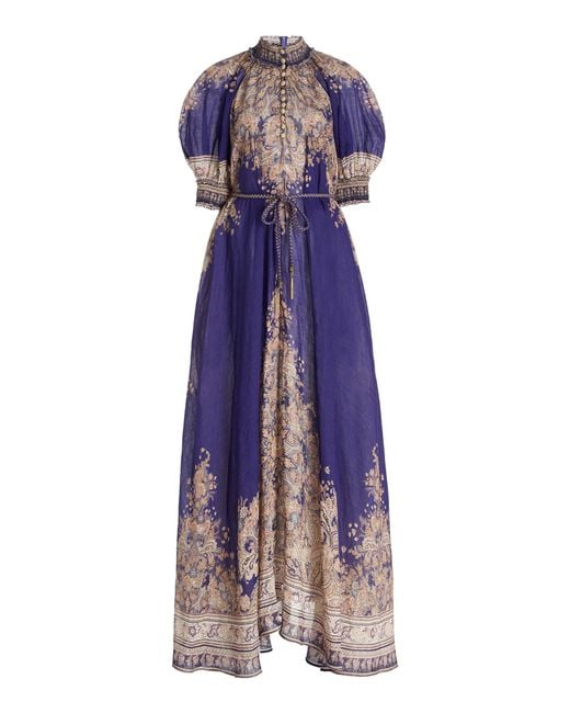 Zimmermann Anneke Paisley Linen Maxi Dress in Purple | Lyst