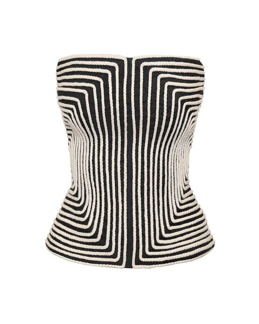 ANDRES OTALORA Black Nyota Alma Embroidered Linen Top