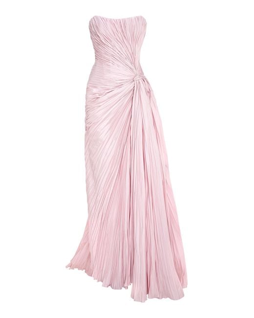 Marmar Halim Pink Hand-Pleated Silk Gown