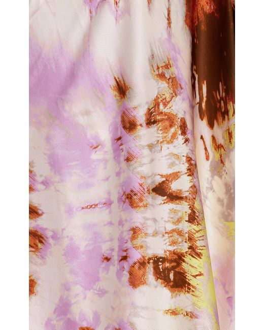 Silvia Tcherassi White Exclusive Inu One-shoulder Tie-dyed Stretch-silk Maxi Dress