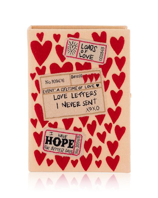 Olympia Le-Tan Red Peach Love Letters Clutch