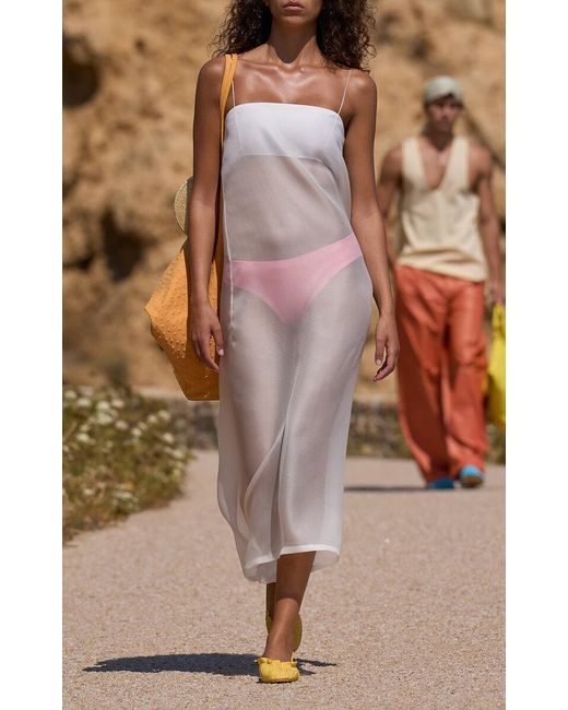 Jacquemus Brown The Venetia Sheer Silk Midi Dress