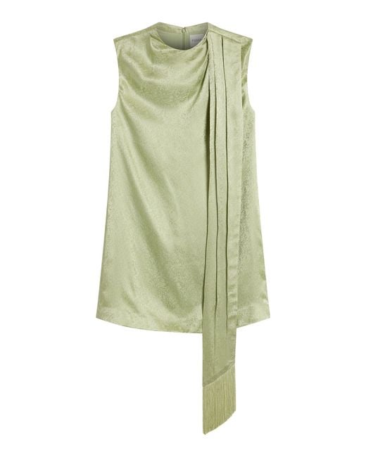 Posse Green Marcella Scarf-Detailed Silk-Blend Mini Dress