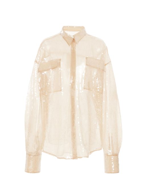 David Koma Multicolor Sheer Oversized Sequined Top