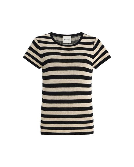 Posse Black Birdie Striped Knit T-Shirt