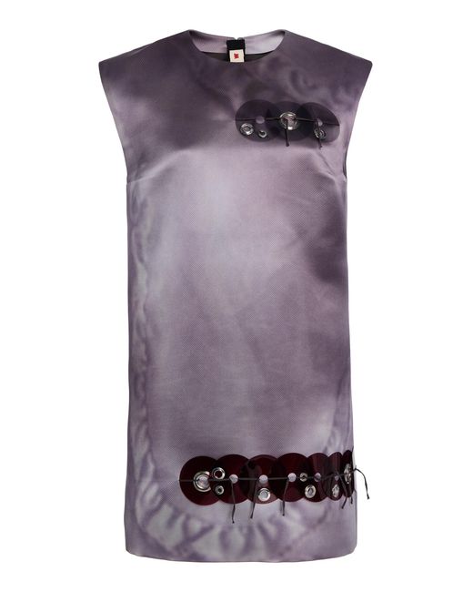 Marni Purple Grommet-Embellished Mini Shift Dress
