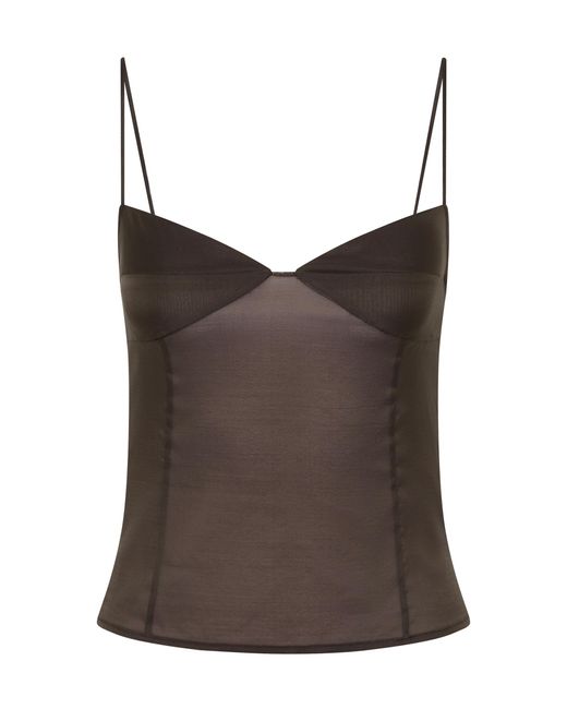 St. Agni Brown Transparent Silk-Blend Cami Top