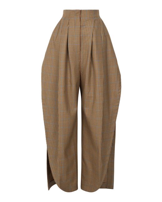 A.W.A.K.E. MODE Brown Tailored Wool Barrel-Leg Pants