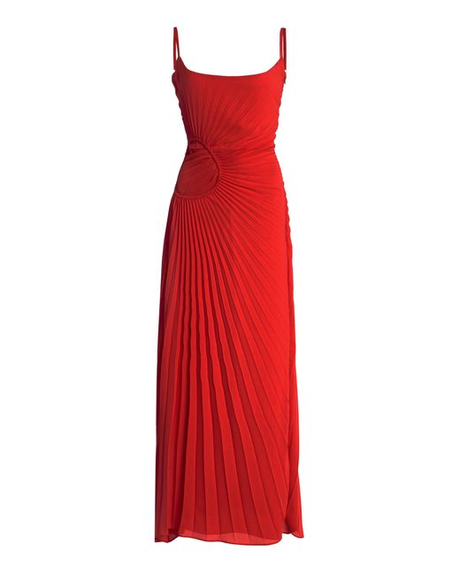 Georgia Hardinge Red Tide Pleated Georgette Maxi Dress