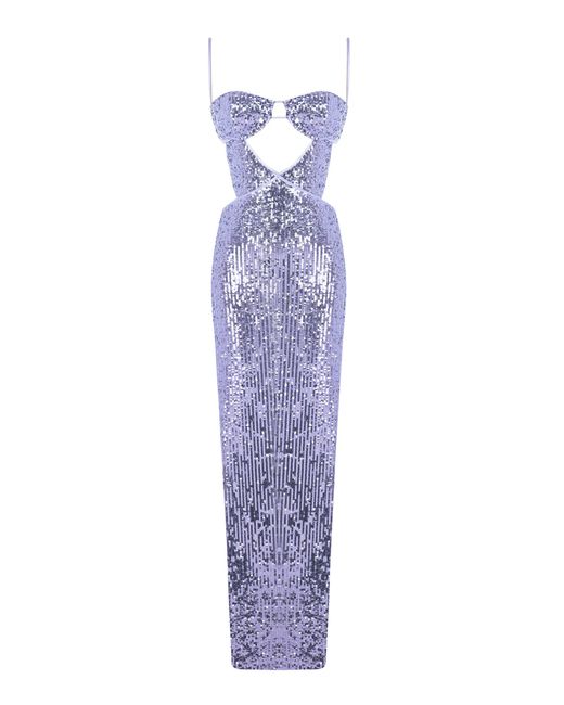 The New Arrivals Ilkyaz Ozel Purple Cyndi Sequined Cutout Dress
