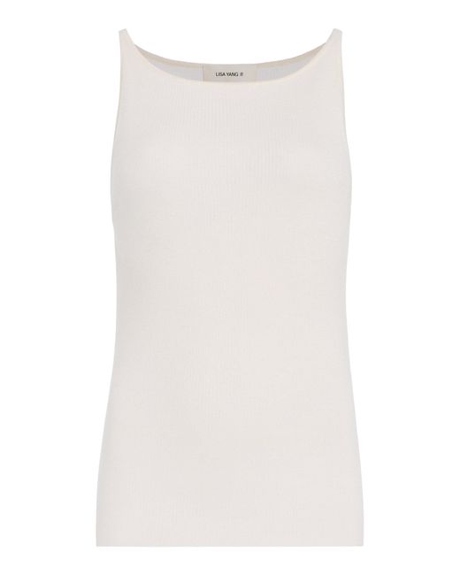 Lisa Yang White Lynette Cashmere Top