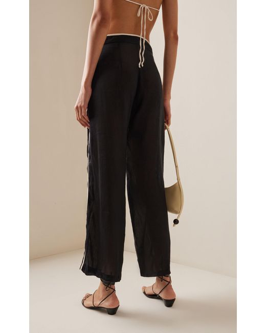 All That Remains Black Ana Cropped Silk Wide-leg Pants