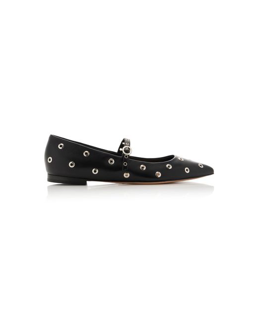 Gianvito Rossi Black Studded Leather Flats