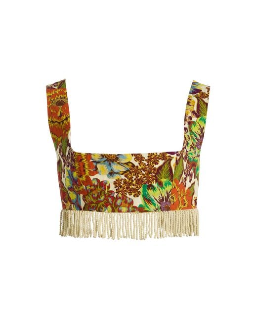 ALÉMAIS Multicolor Lana Fringed Floral Linen Bralette
