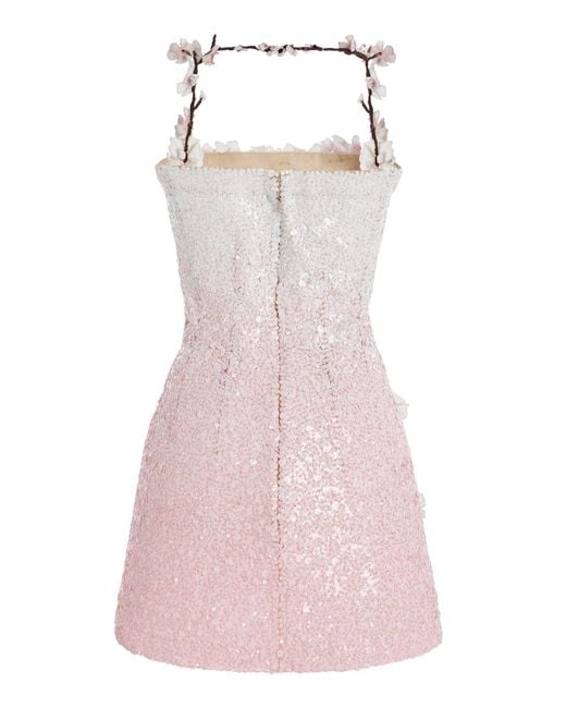Oscar de la Renta Pink Sequined Mini Dress