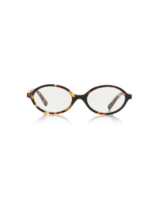 Miu Miu Brown Regard Round-Frame Tortoiseshell Acetate Glasses