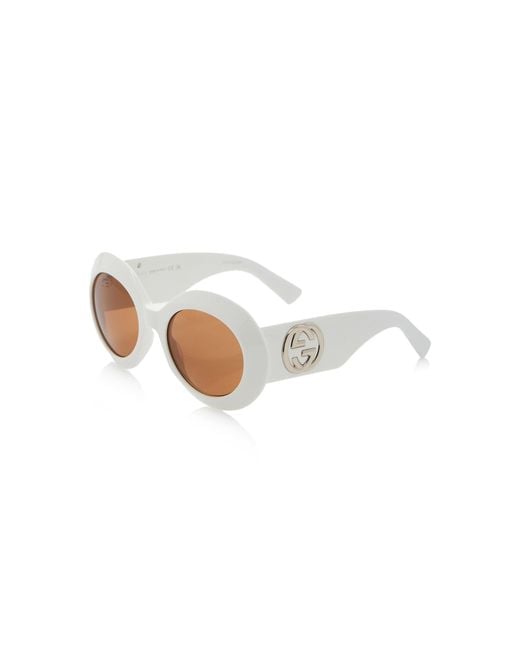 Gucci White Oversized Round-frame Acetate Sunglasses
