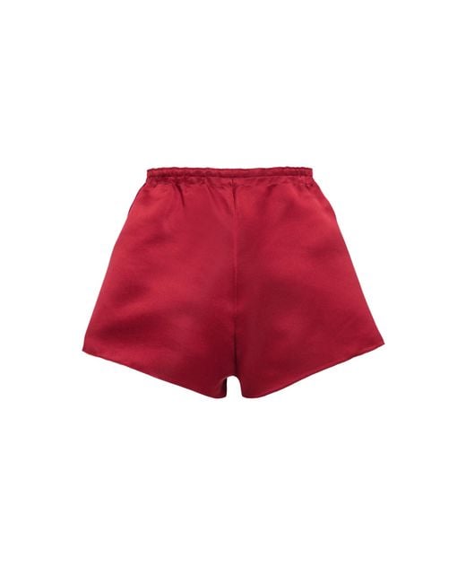 Giambattista Valli Red High-Rise Douchesse Shorts