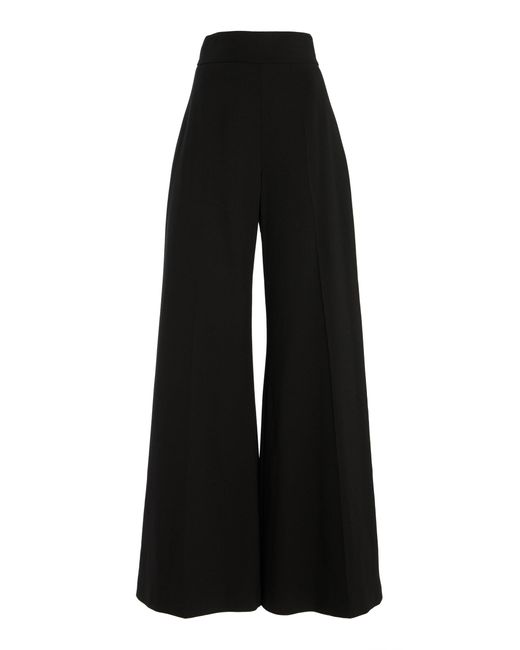 Carolina Herrera Black Diane High-Rise Wool Wide-Leg Pants