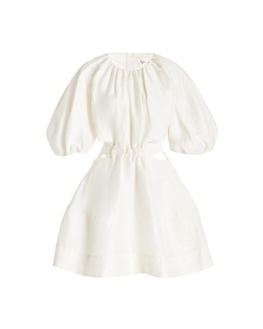 Aje. White Psychedelia Cutout Linen-silk Mini Dress