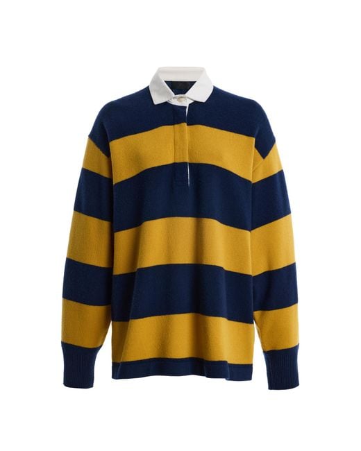 Nili Lotan Orange Rashida Striped Wool-Cashmere Rugby Sweater
