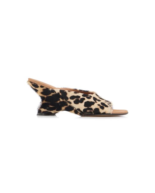 Dries Van Noten Multicolor Ponyhair Wedge Mules
