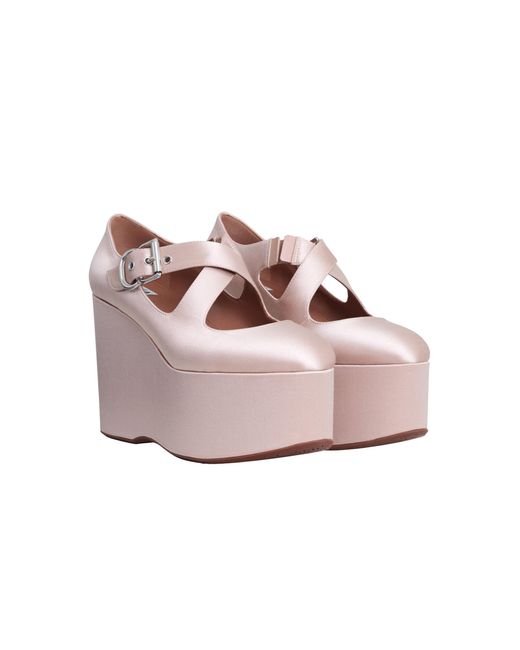 Alaïa Pink Criss-Cross Satin Platform Pumps