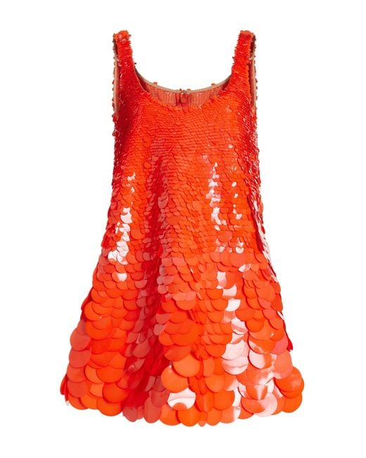 Oscar de la Renta Red Paillette-sequined Mini Dress