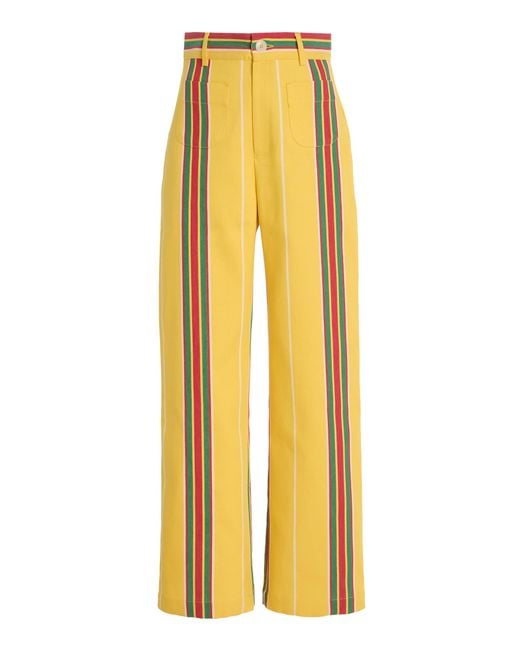 La Veste Yellow Exclusive Riviera Pippi Striped Cotton Pants