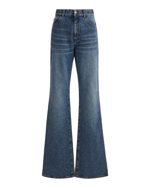 Chloé Blue Mid-rise Cotton-hemp Bootcut Jeans