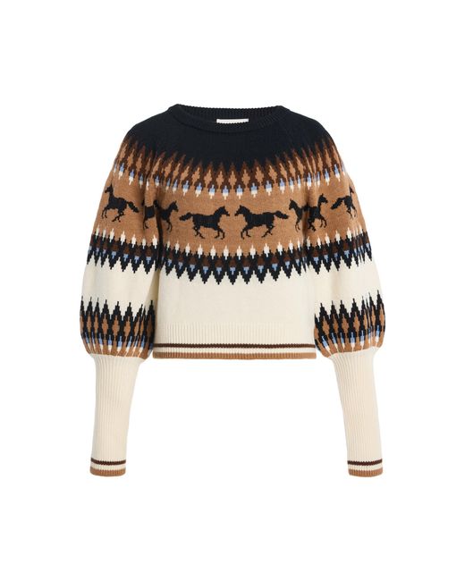 Cara Cara Black Colton Intarsia Wool-Cashmere Pullover